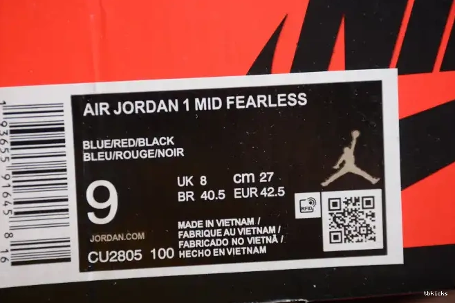 Reps TBK Great Mid Jordan SE Fearless 1 the Air Blue CU2805-100 0525